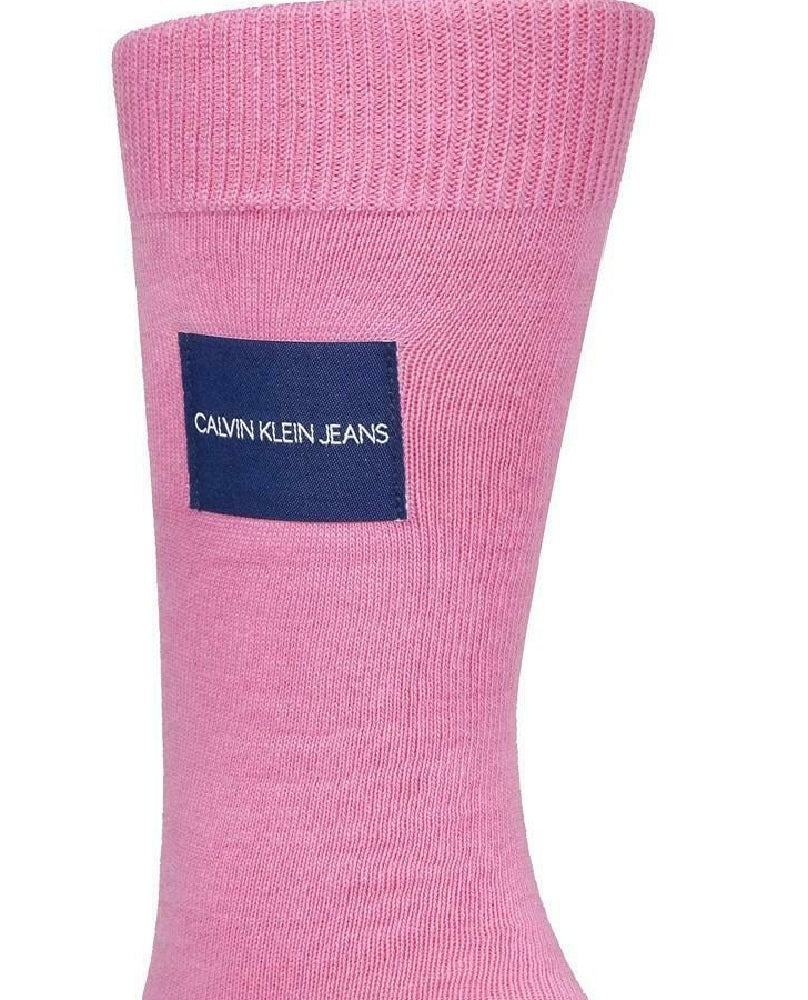 Meias Calvin Klein Jeans Masculinas com Patch de Logotipo Rosa Tamanho 7-12