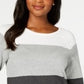 Karen Scott Suéter Feminino Colorblocked Cinza/Branco/Preto Tamanho X-S