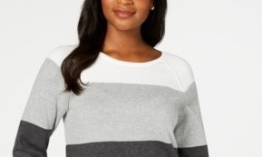Karen Scott Suéter Feminino Colorblocked Cinza/Branco/Preto Tamanho X-S