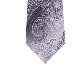 Gravata de escritório Van Heusen masculina The Ferreira Paisley preta tamanho cinza