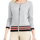 Karen Scott Cardigan Feminino Manga Comprida com Botões Cinza Tamanho X-G