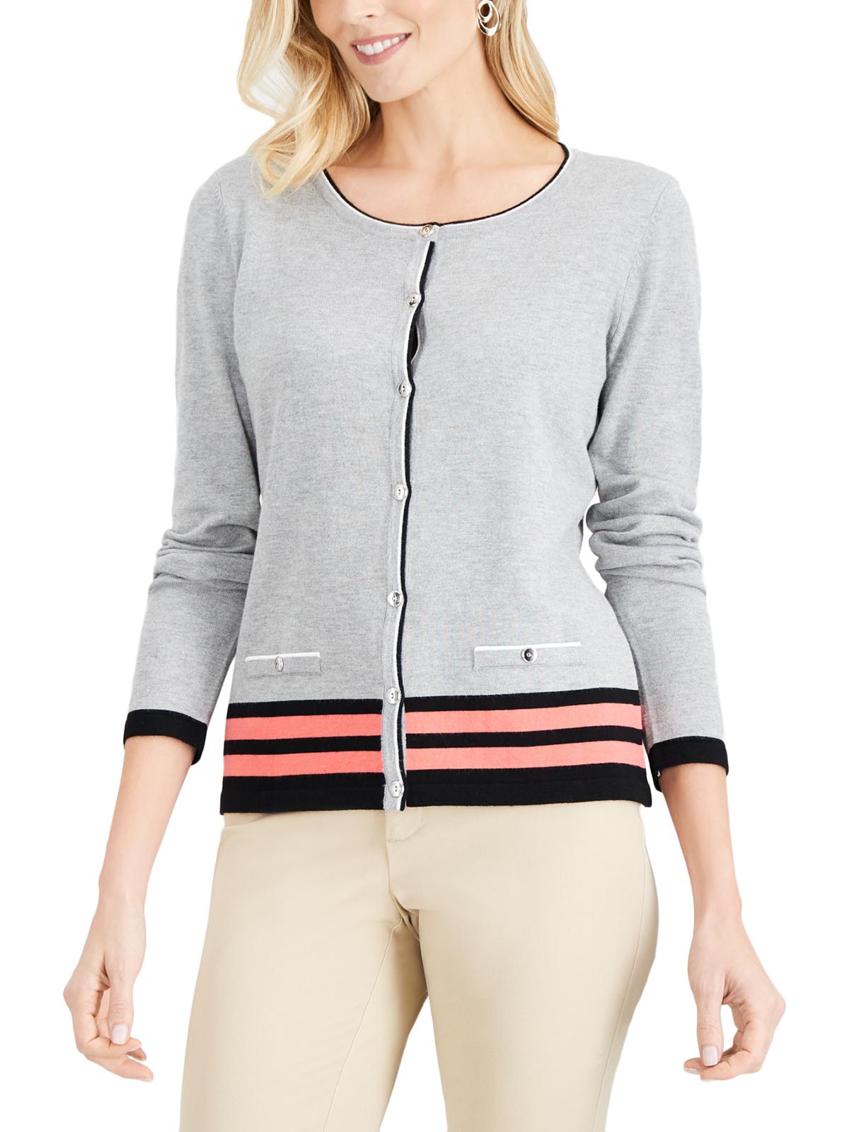 Karen Scott Cardigan Feminino Manga Comprida com Botões Cinza Tamanho X-G