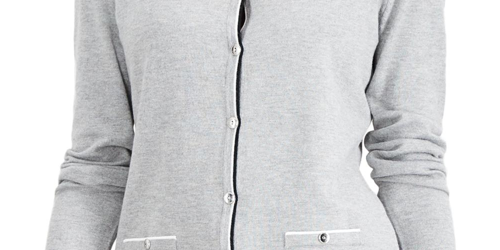 Karen Scott Cardigan Feminino Manga Comprida com Botões Cinza Tamanho X-G