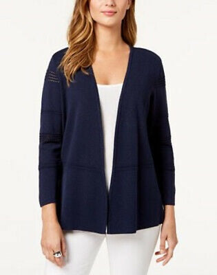 Cardigan texturizado pequeno feminino Charter Club, azul, tamanho G