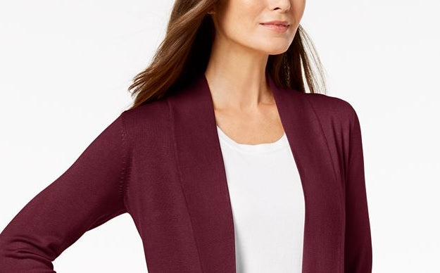 Cardigan feminino com abertura frontal JM Collection - Vermelho, tamanho grande