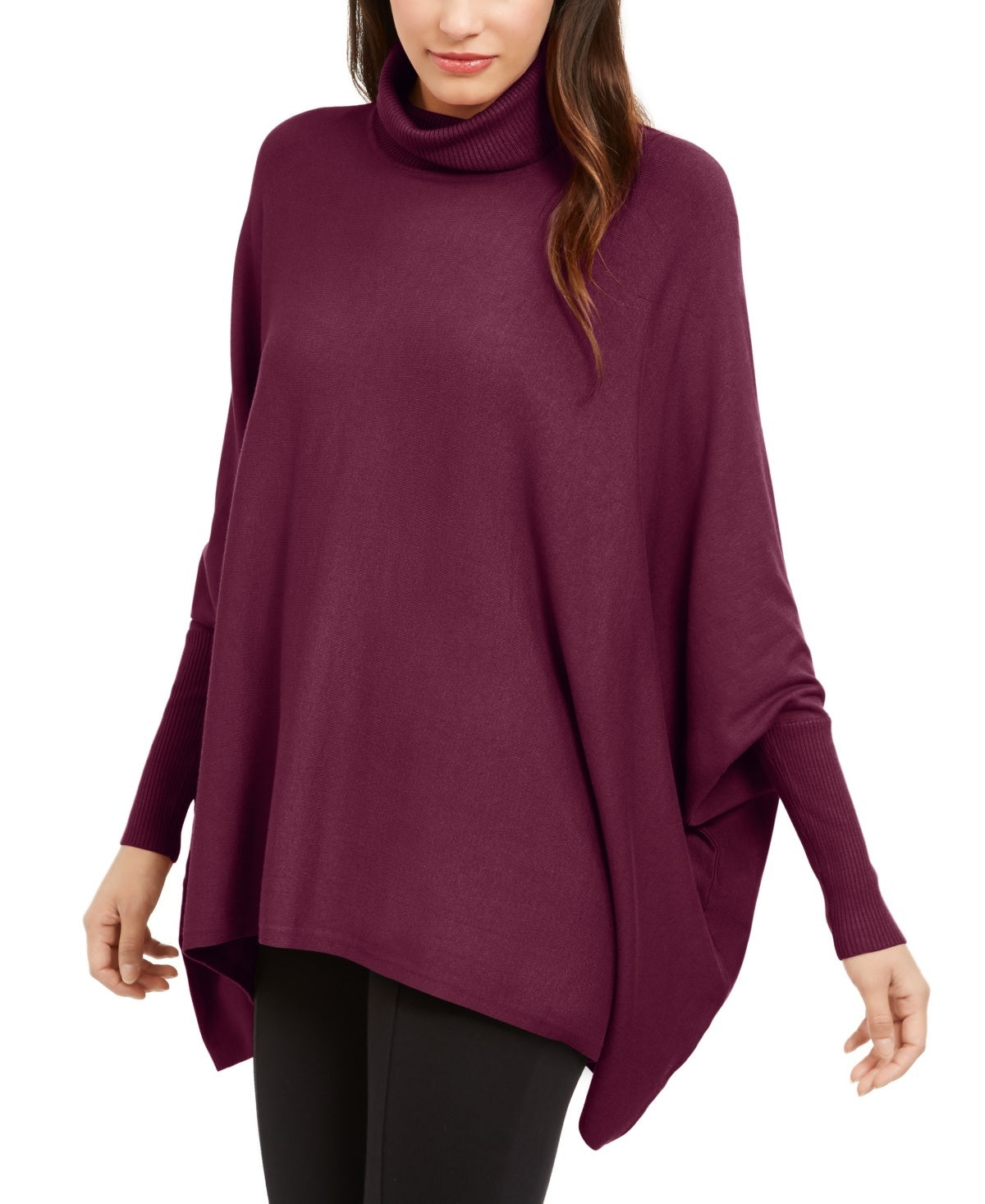 Alfani Suéter Poncho Feminino Petite Gola Alta Vermelho Tamanho Médio