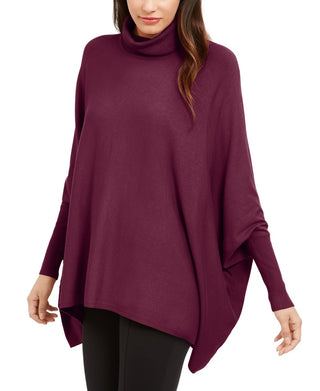 Alfani Suéter Poncho Feminino Petite Gola Alta Vermelho Tamanho Médio