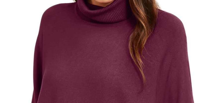 Alfani Suéter Poncho Feminino Petite Gola Alta Vermelho Tamanho Médio
