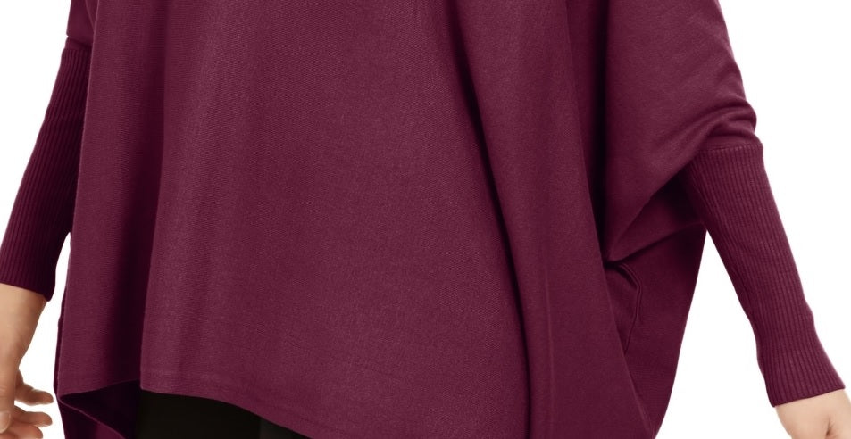 Alfani Suéter Poncho Feminino Petite Gola Alta Vermelho Tamanho Médio