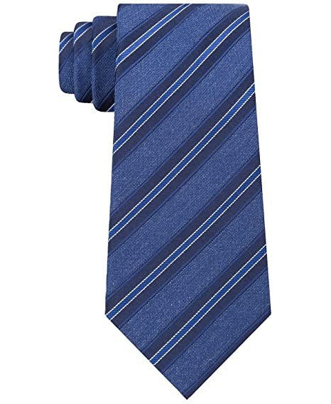 Gravata profissional de seda masculina Kenneth Cole Reaction, azul marinho, listrada, tamanho regular