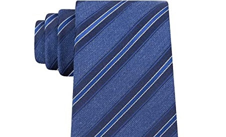 Gravata profissional de seda masculina Kenneth Cole Reaction, azul marinho, listrada, tamanho regular