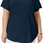 JM Collection Top feminino com decote redondo Intrepid Blue, tamanho pequeno