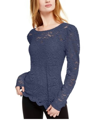 Top de renda feminino INC International Concepts, azul marinho, tamanho X-S