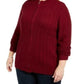 Karen Scott Cardigan Feminino Petite Cable-Knit Vinho Tamanho Médio