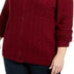 Karen Scott Cardigan Feminino Petite Cable-Knit Vinho Tamanho Médio