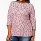 Blusa feminina Karen Scott estampada com manga 3/4, rosa, tamanho XX-G