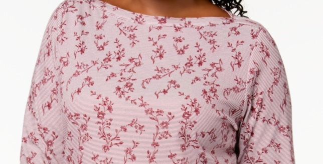 Blusa feminina Karen Scott estampada com manga 3/4, rosa, tamanho XX-G