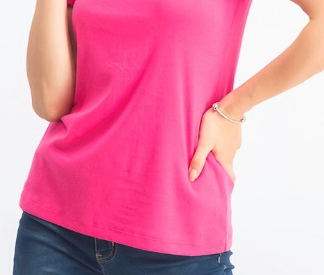 Karen Scott Top feminino de algodão com acabamento bordado, tamanho P/M, rosa