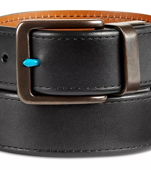 Cinto de couro reversível masculino original Penguin, preto, tamanho 36 REG