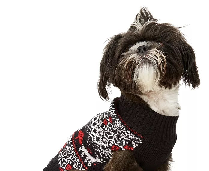 Charter Club Fair-Isle Dog Family Suéter Preto Tamanho M