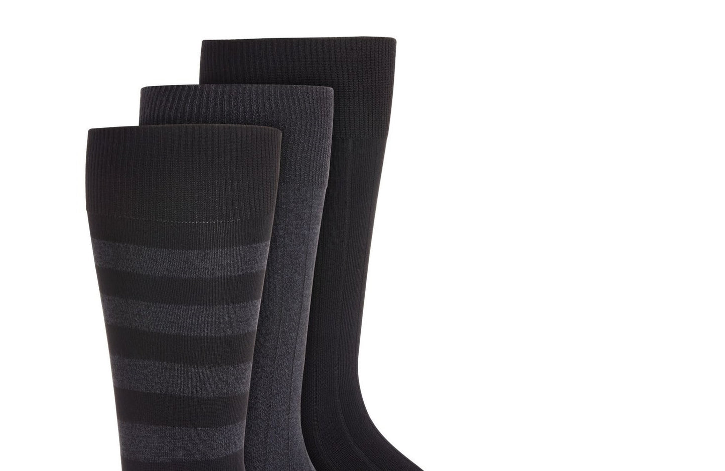 Pacote com 3 meias sociais masculinas Perry Ellis respiráveis ​​superluxuosas pretas tamanho 7-12