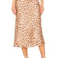 Saia midi com estampa de leopardo Normani da Free People, corte enviesado, marrom, tamanho 6