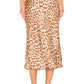 Saia midi com estampa de leopardo Normani da Free People, corte enviesado, marrom, tamanho 6