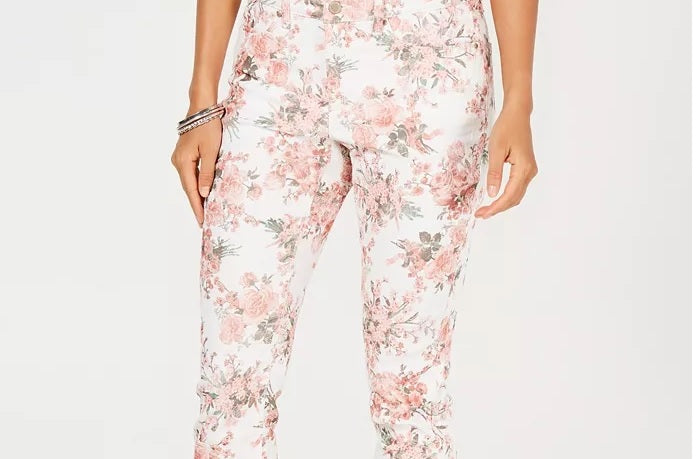 Calça Capri Delicate Bouquet Feminina Charter Club Branca Tamanho 14
