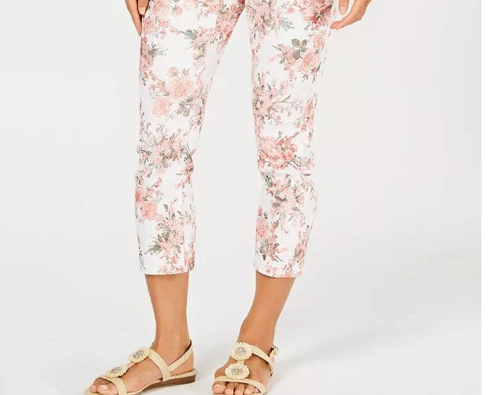 Calça Capri Delicate Bouquet Feminina Charter Club Branca Tamanho 14
