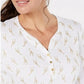 Karen Scott Blusa Henley Feminina com Estampa de Girafa - Branca Tamanho X-G