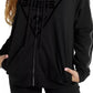 Guess Moletom com capuz feminino Mica com zíper, preto, tamanho extragrande