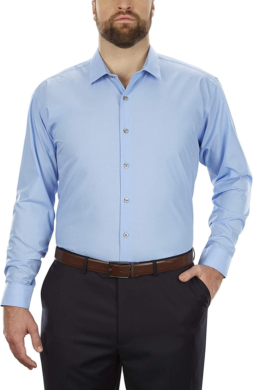 Camisa social Kenneth Cole masculina, tamanho grande e alto, corte clássico, azul, tamanho 19x35-36