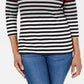 Karen Scott Top Listrado Feminino Petite Colorblocked Vermelho Brilhante Tamanho Petite XL