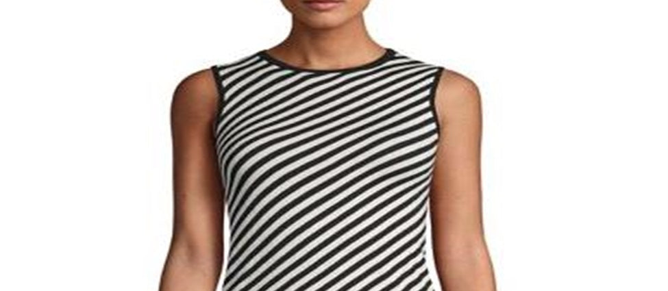 Anne Klein Regata feminina listrada sem mangas preta tamanho GG