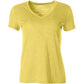 Camiseta feminina pequena com decote em V e bolso, tamanho PS, amarela, estilo &amp; co