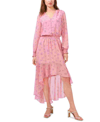 Vestido midi assimétrico estampado feminino 1STATE rosa tamanho grande