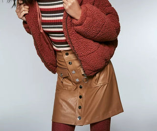 Jaqueta Sherpa Puffer Feminina Kit &amp; Sky Laranja Escuro Tamanho Médio