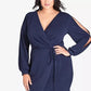 Vestido feminino City Chic Plus Size com mangas curtas e estampa de envelope falso, tamanho 20W, azul