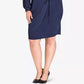 Vestido feminino City Chic Plus Size com mangas curtas e estampa de envelope falso, tamanho 20W, azul