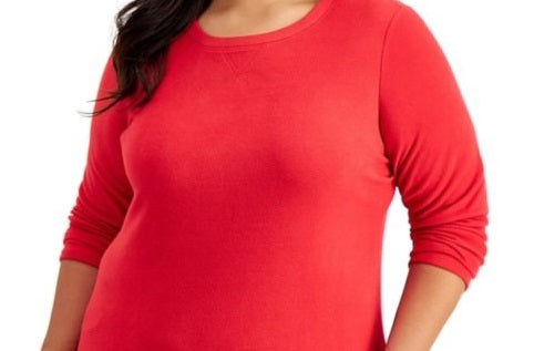 Moletom esportivo feminino Karen Scott Fleece vermelho tamanho grande