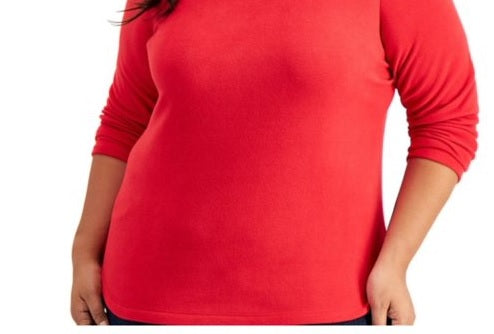 Moletom esportivo feminino Karen Scott Fleece vermelho tamanho grande