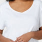 Camiseta feminina Karen Scott de algodão com acabamento em crochê, branca, tamanho médio