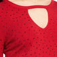 Suéter feminino com tachas e buraco de fechadura da INC International Concepts, vermelho, tamanho XX-G