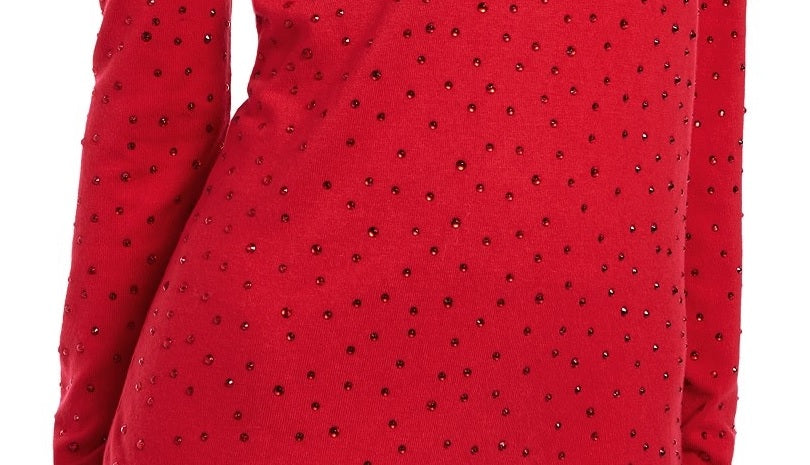Suéter feminino com tachas e buraco de fechadura da INC International Concepts, vermelho, tamanho XX-G