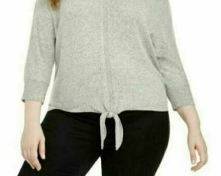 Suéter feminino plus size com amarração na bainha, cinza, tamanho 4X, da Style &amp; Co