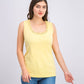 Karen Scott Top Feminino com Decote em Escada e Acabamento em Tachas, Amarelo, Tamanho P