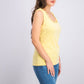 Karen Scott Top Feminino com Decote em Escada e Acabamento em Tachas, Amarelo, Tamanho P