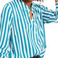 Camisa listrada feminina INC International Concepts, verde/branca, tamanho grande