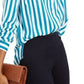 Camisa listrada feminina INC International Concepts, verde/branca, tamanho grande