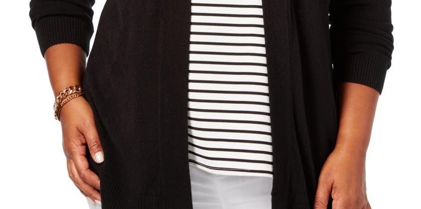 Karen Scott Turbo Duster Cardigan Feminino Preto Tamanho X-G